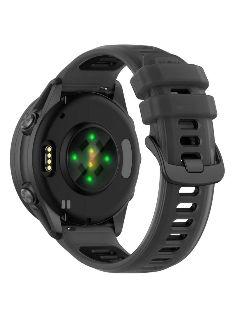 1PCS 22mm Transparent Two-Tone Silicone Strap For Garmin Forerunner 570 265 255 165 55/ for Vivoactive 6 5 4/ for Venu Sport Band Bracelet Black 22mm - Image 2